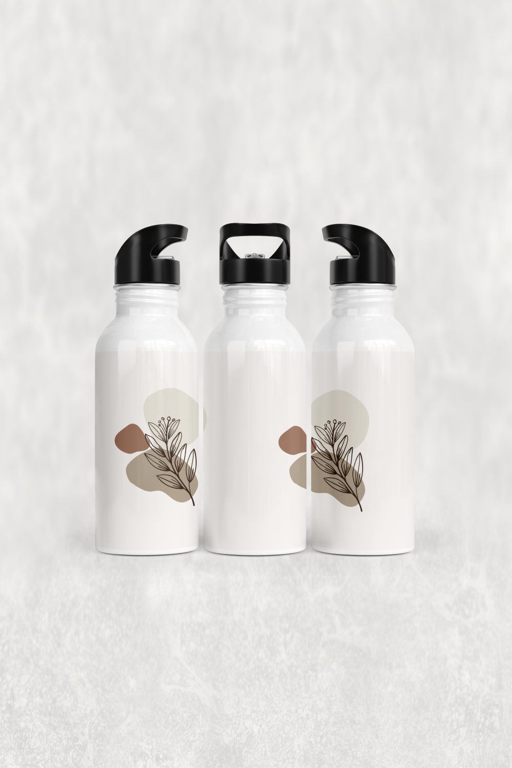 Soyut Yaprak Formu Alüminyum Pipetli Matara 600 ML