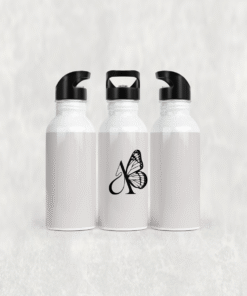 Kelebek Kanatlı Harf Tasarımı Alüminyum Pipetli Matara 600 ML