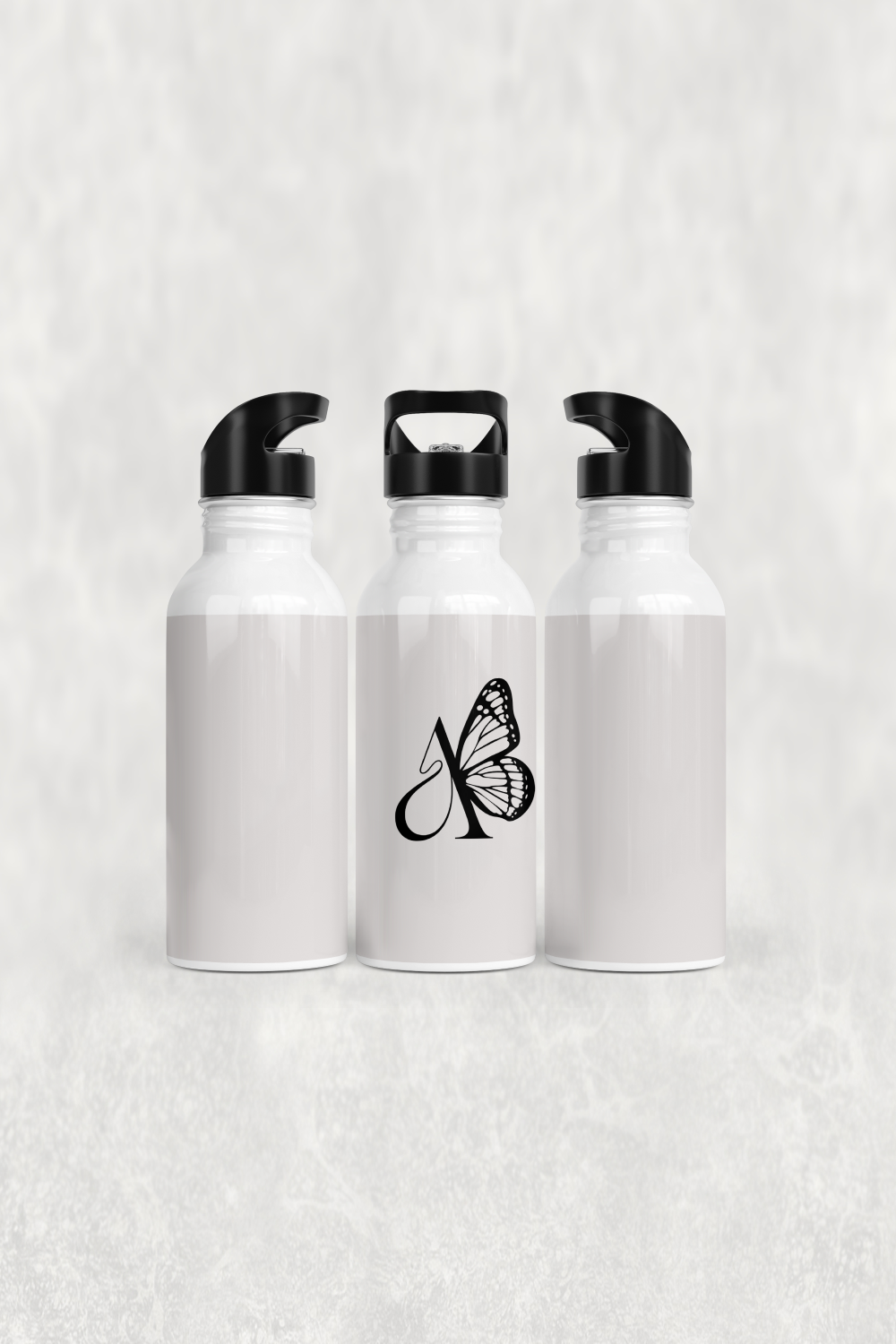 Kelebek Kanatlı Harf Tasarımı Alüminyum Pipetli Matara 600 ML