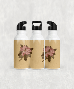 Pembe Çiçek Dalları Alüminyum Pipetli Matara 600 ML