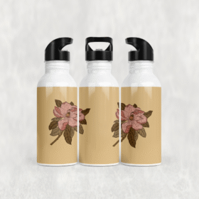 Pembe Çiçek Dalları Alüminyum Pipetli Matara 600 ML