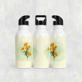 Sarı Papatya Çiçekleri Alüminyum Pipetli Matara 600 ML