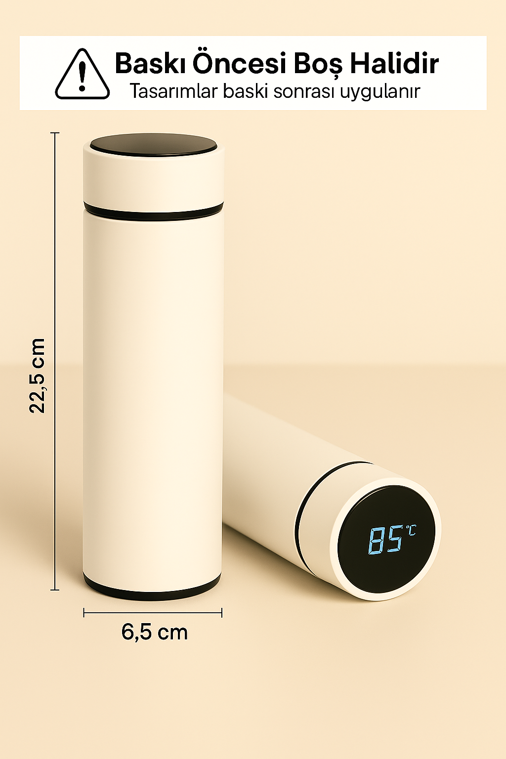 Güneş Ay Yüz Led Derece Göstergeli Paslanmaz Çelik Termos 500 ML - Görsel 2