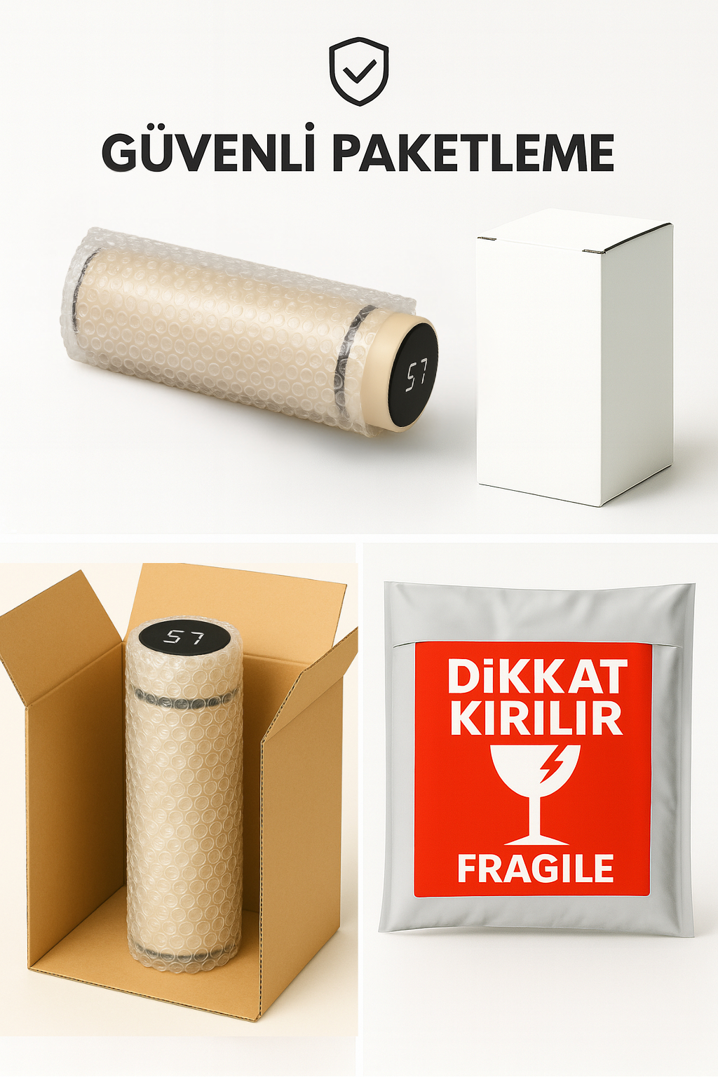 Güneş Ay Yüz Led Derece Göstergeli Paslanmaz Çelik Termos 500 ML - Görsel 5