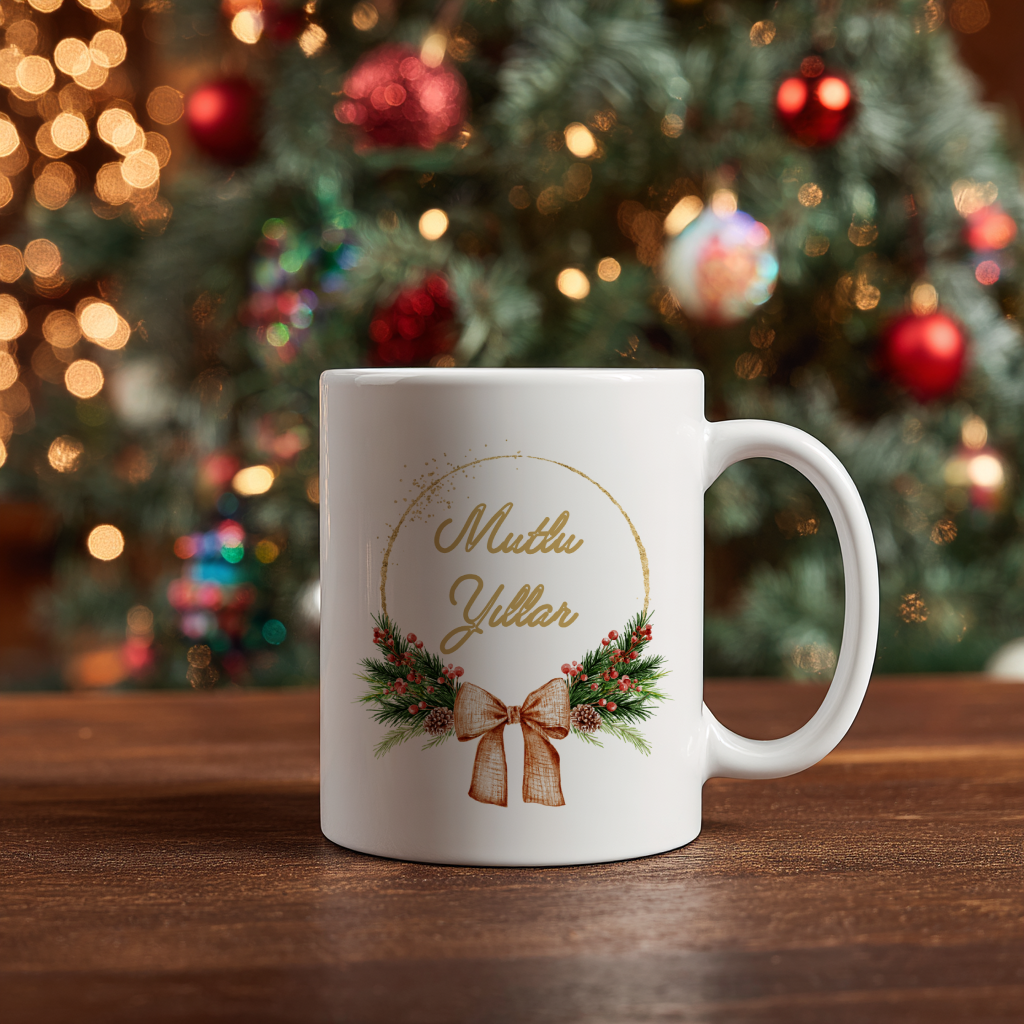 Yılbaşı Yeni Yıl Temalı Porselen Kupa Bardak Kahve Çay Hediyelik Koleksiyon 54