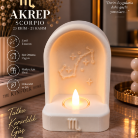 Akrep Burcu Özel Dekoratif LED Mum Objesi Takımyıldız Tasarımı Pilli LED Mum Dahil 15×10 cm