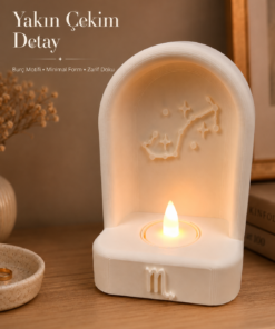 Akrep Burcu Özel Dekoratif LED Mum Objesi Takımyıldız Tasarımı Pilli LED Mum Dahil 15x10 cm - Görsel 6