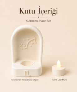 Akrep Burcu Özel Dekoratif LED Mum Objesi Takımyıldız Tasarımı Pilli LED Mum Dahil 15x10 cm - Görsel 8