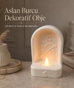 Alternative view of Aslan Burcu Özel Dekoratif LED Mum Objesi Takımyıldız Tasarımı Pilli LED Mum Dahil 15x10 cm