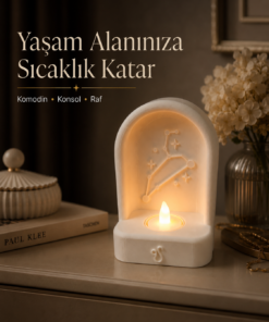 Aslan Burcu Özel Dekoratif LED Mum Objesi Takımyıldız Tasarımı Pilli LED Mum Dahil 15x10 cm - Görsel 3