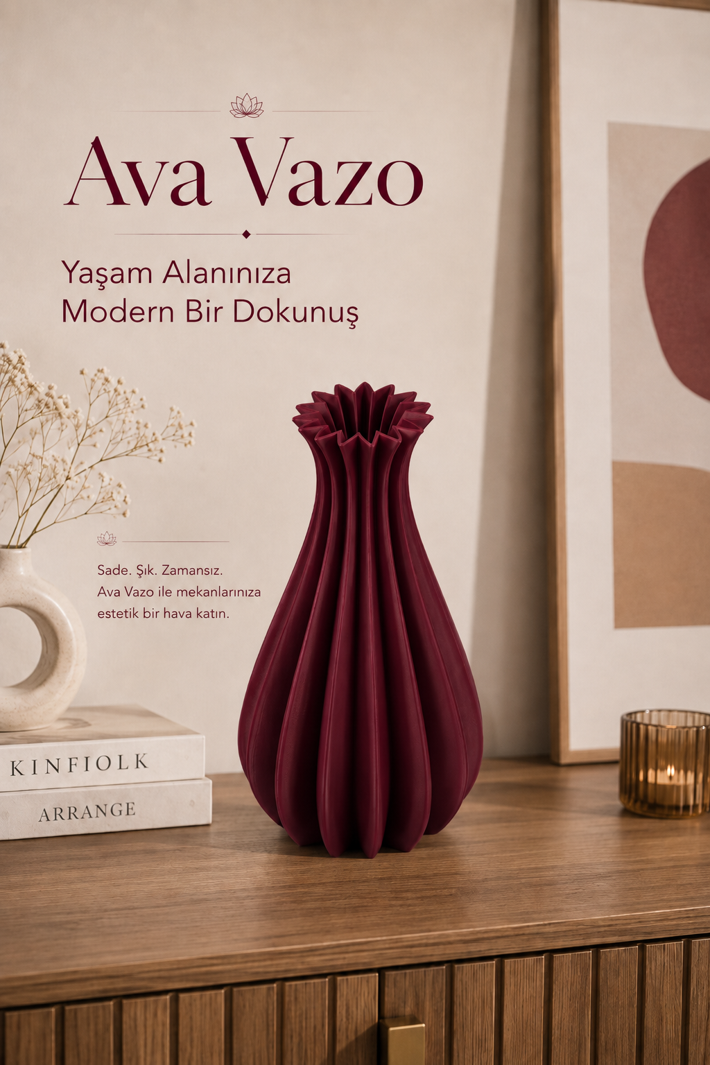 Ava Dekoratif Vazo Modern Salon Dekorasyonu ve Şık Salon Vazosu - Görsel 2