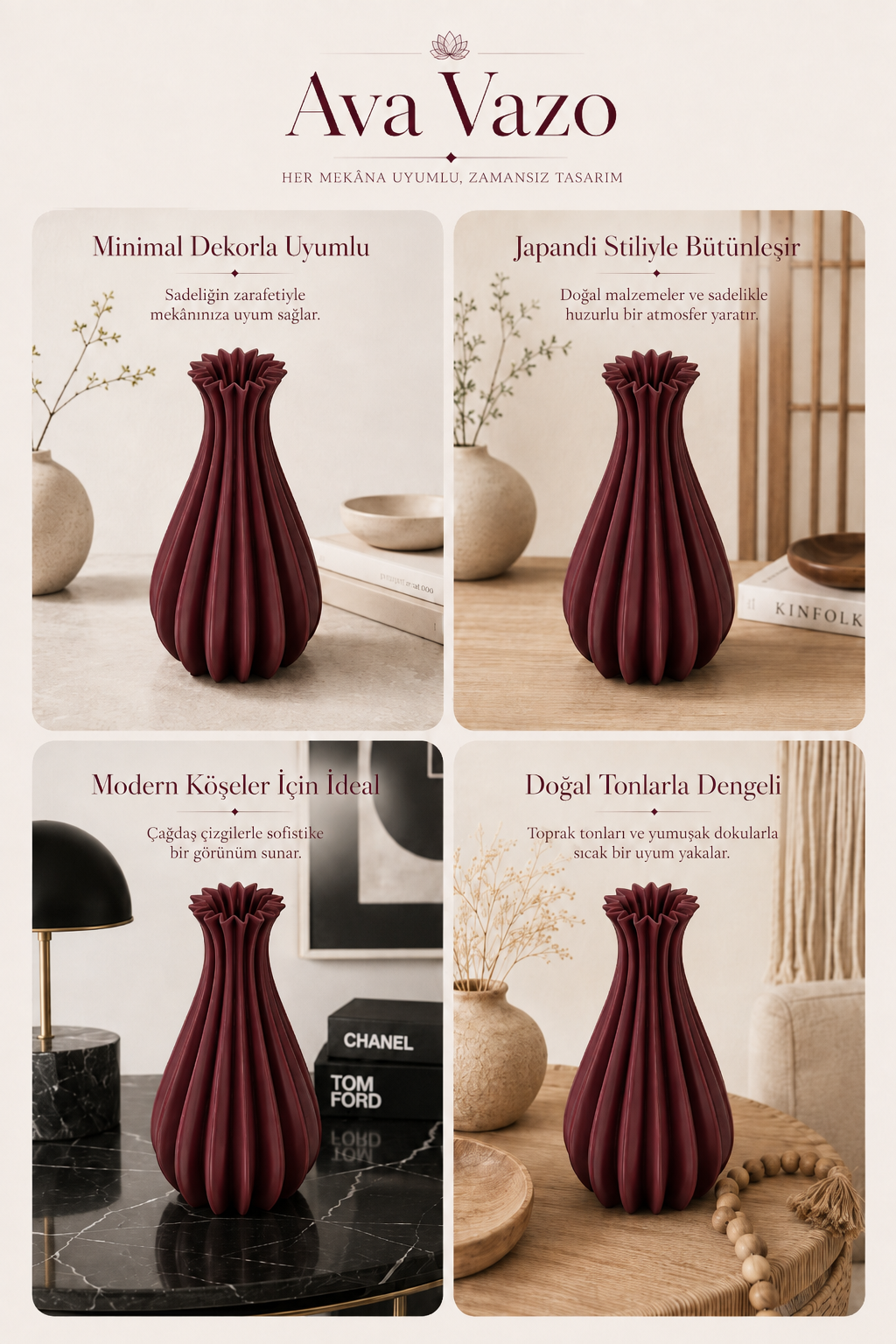 Ava Dekoratif Vazo Modern Salon Dekorasyonu ve Şık Salon Vazosu - Görsel 7