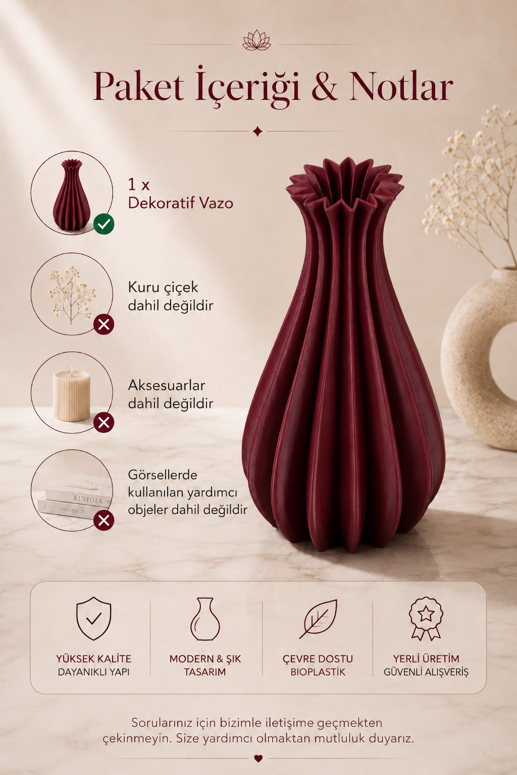 Ava Dekoratif Vazo Modern Salon Dekorasyonu ve Şık Salon Vazosu - Görsel 8