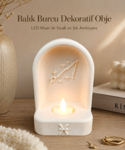 Alternative view of Balık Burcu Özel Dekoratif LED Mum Objesi Takımyıldız Tasarımı Pilli LED Mum Dahil 15x10 cm