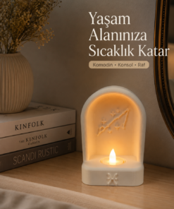 Balık Burcu Özel Dekoratif LED Mum Objesi Takımyıldız Tasarımı Pilli LED Mum Dahil 15x10 cm - Görsel 3