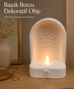 Alternative view of Başak Burcu Özel Dekoratif LED Mum Objesi Takımyıldız Tasarımı Pilli LED Mum Dahil 15x10 cm