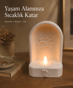 Başak Burcu Özel Dekoratif LED Mum Objesi Takımyıldız Tasarımı Pilli LED Mum Dahil 15x10 cm - Görsel 3