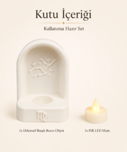Başak Burcu Özel Dekoratif LED Mum Objesi Takımyıldız Tasarımı Pilli LED Mum Dahil 15x10 cm - Görsel 8