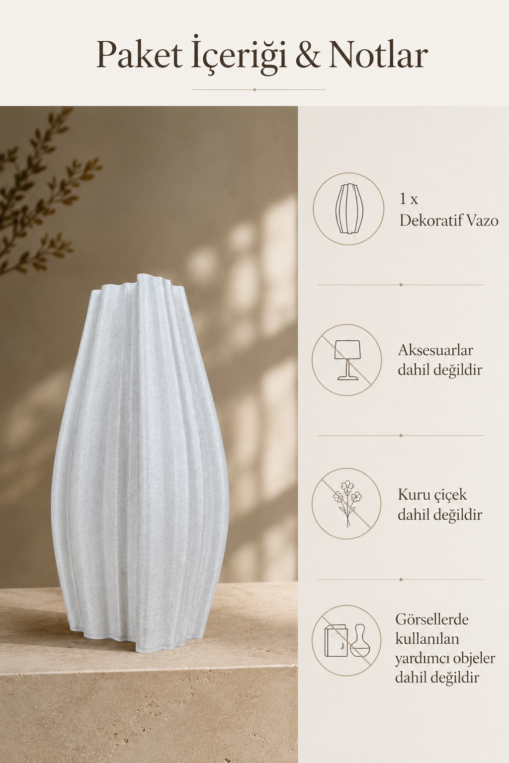 Mermer Görünümlü Darya Dekoratif Vazo Konsol Üstü Dekorasyon ve Minimal Konsol Vazosu - Görsel 8