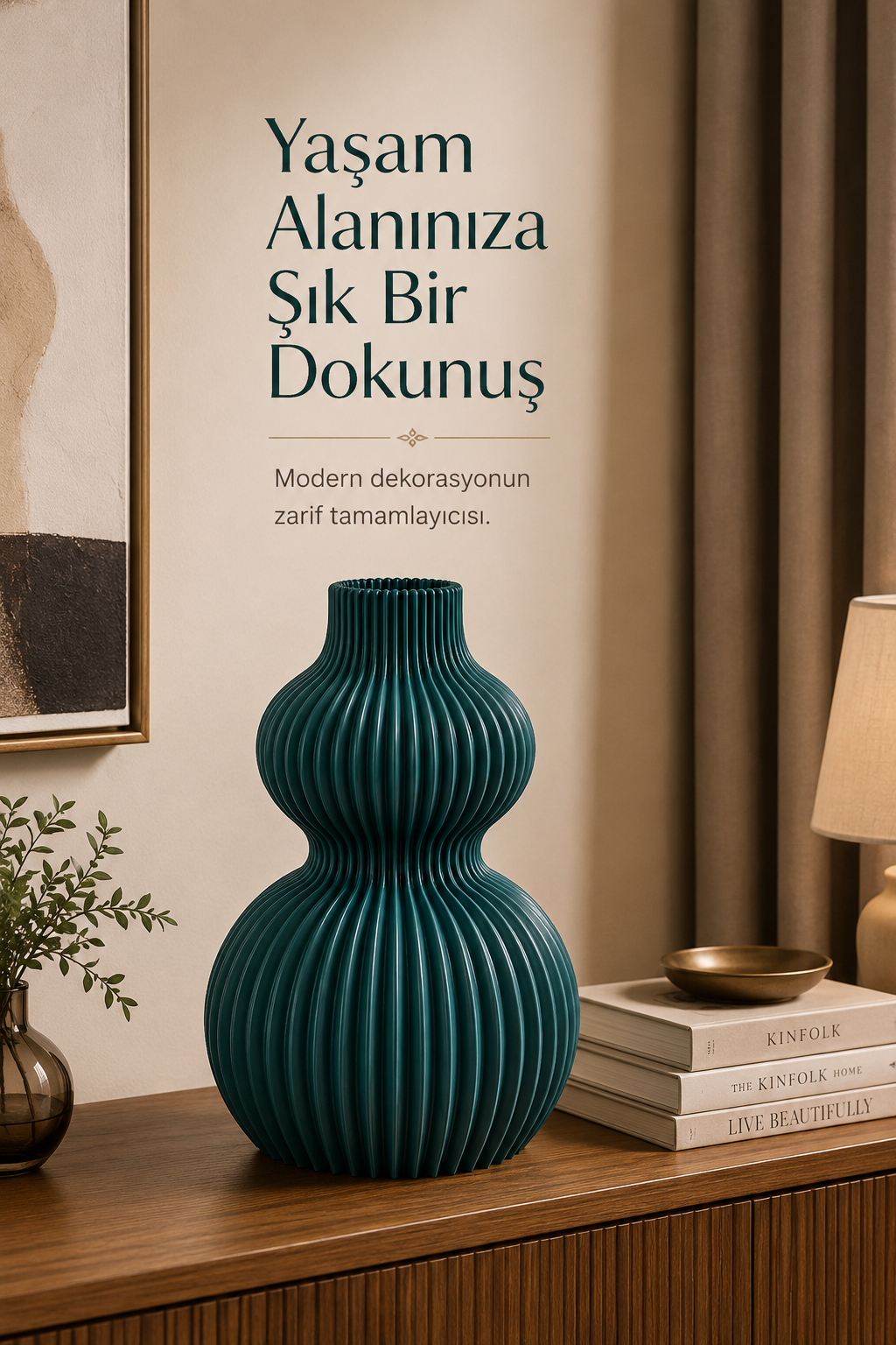 Erel Dekoratif Vazo Masaüstü ve Raf Üstü Şık Dekoratif Vazo - Görsel 2
