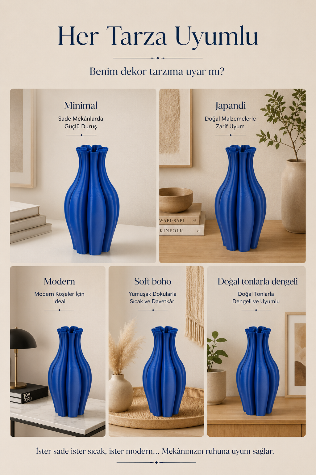 Evira Dekoratif Vazo Minimal Tasarım Ev Dekorasyonu ve Salon Vazosu - Görsel 7