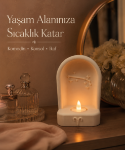 Koç Burcu Özel Dekoratif LED Mum Objesi Takımyıldız Tasarımı Pilli LED Mum Dahil 15x10 cm - Görsel 3