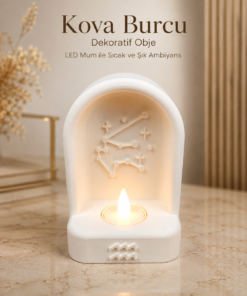 Alternative view of Kova Burcu Özel Dekoratif LED Mum Objesi Takımyıldız Tasarımı Pilli LED Mum Dahil 15x10 cm