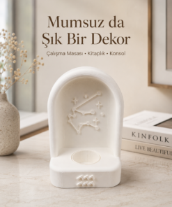Kova Burcu Özel Dekoratif LED Mum Objesi Takımyıldız Tasarımı Pilli LED Mum Dahil 15x10 cm - Görsel 7
