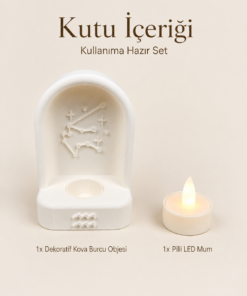 Kova Burcu Özel Dekoratif LED Mum Objesi Takımyıldız Tasarımı Pilli LED Mum Dahil 15x10 cm - Görsel 8