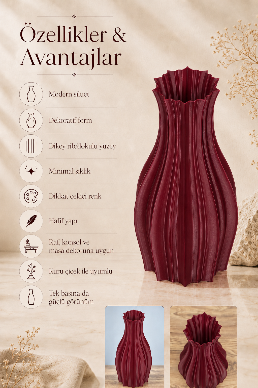 Larina Dekoratif Vazo Modern Konsol Dekoru ve Şık Konsol Vazosu - Görsel 4