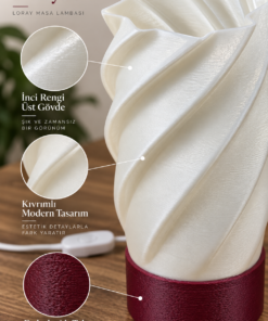 Loray Dekoratif Masa Lambası E27 Duylu Anahtarlı Kablolu Abajur 23x12 cm - Görsel 3