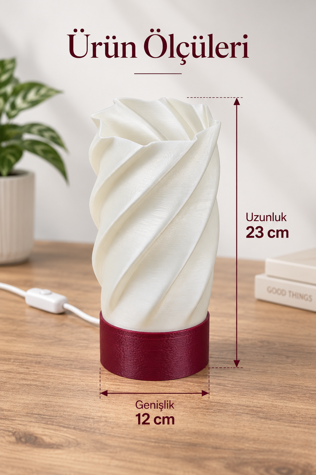 Loray Dekoratif Masa Lambası E27 Duylu Anahtarlı Kablolu Abajur 23x12 cm - Görsel 4