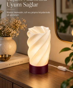 Loray Dekoratif Masa Lambası E27 Duylu Anahtarlı Kablolu Abajur 23x12 cm - Görsel 6