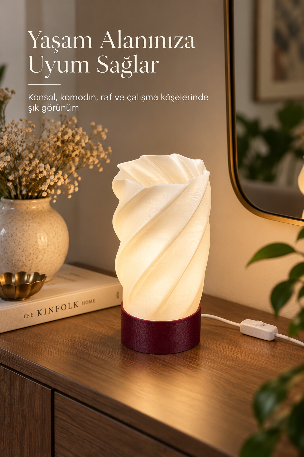 Loray Dekoratif Masa Lambası E27 Duylu Anahtarlı Kablolu Abajur 23x12 cm - Görsel 6