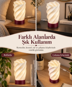 Loray Dekoratif Masa Lambası E27 Duylu Anahtarlı Kablolu Abajur 23x12 cm - Görsel 7
