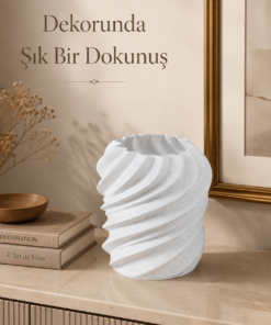 Alternative view of Mermer Görünümlü Nika Dekoratif Vazo Modern Ev Dekorasyonu ve Konsol Üstü Vazo