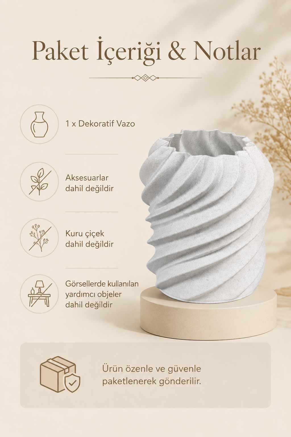 Mermer Görünümlü Nika Dekoratif Vazo Modern Ev Dekorasyonu ve Konsol Üstü Vazo - Görsel 8