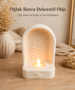 Alternative view of Oğlak Burcu Özel Dekoratif LED Mum Objesi Takımyıldız Tasarımı Pilli LED Mum Dahil 15x10 cm