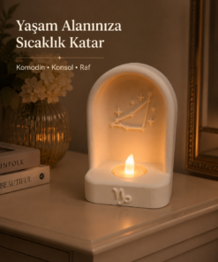 Oğlak Burcu Özel Dekoratif LED Mum Objesi Takımyıldız Tasarımı Pilli LED Mum Dahil 15x10 cm - Görsel 3