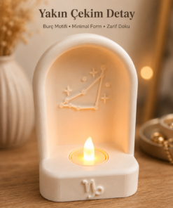 Oğlak Burcu Özel Dekoratif LED Mum Objesi Takımyıldız Tasarımı Pilli LED Mum Dahil 15x10 cm - Görsel 6