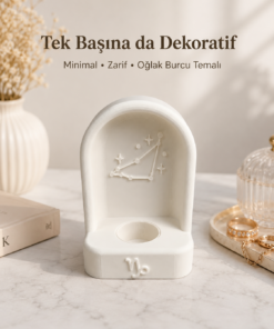 Oğlak Burcu Özel Dekoratif LED Mum Objesi Takımyıldız Tasarımı Pilli LED Mum Dahil 15x10 cm - Görsel 7