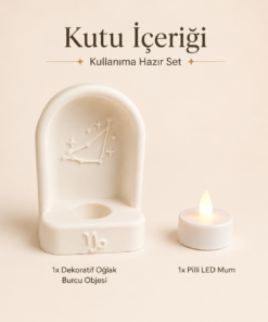 Oğlak Burcu Özel Dekoratif LED Mum Objesi Takımyıldız Tasarımı Pilli LED Mum Dahil 15x10 cm - Görsel 8