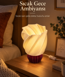 Alternative view of Talin Masa Lambası E27 Uyumlu Anahtarlı Fişli Kablolu Dekoratif Abajur 23 cm İnci Beyaz Bordo