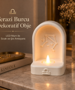Alternative view of Terazi Burcu Özel Dekoratif LED Mum Objesi Takımyıldız Tasarımı Pilli LED Mum Dahil 15x10 cm