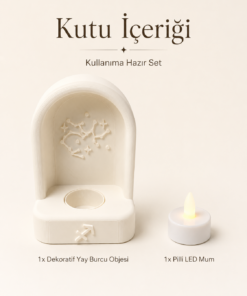 Yay Burcu Özel Dekoratif LED Mum Objesi Takımyıldız Tasarımı Pilli LED Mum Dahil 15x10 cm - Görsel 8