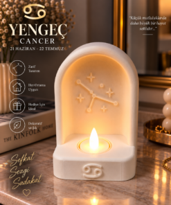 Yengeç Burcu Özel Dekoratif LED Mum Objesi Takımyıldız Tasarımı Pilli LED Mum Dahil 15x10 cm