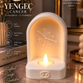 Yengeç Burcu Özel Dekoratif LED Mum Objesi Takımyıldız Tasarımı Pilli LED Mum Dahil 15×10 cm
