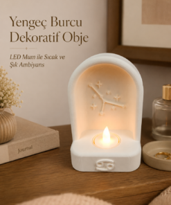 Alternative view of Yengeç Burcu Özel Dekoratif LED Mum Objesi Takımyıldız Tasarımı Pilli LED Mum Dahil 15x10 cm