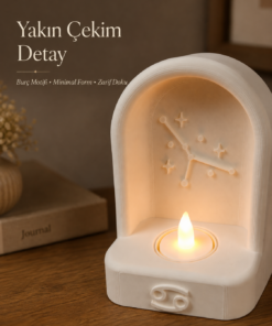 Yengeç Burcu Özel Dekoratif LED Mum Objesi Takımyıldız Tasarımı Pilli LED Mum Dahil 15x10 cm - Görsel 6