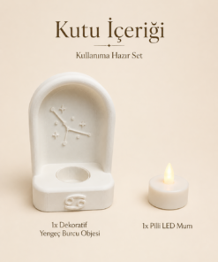 Yengeç Burcu Özel Dekoratif LED Mum Objesi Takımyıldız Tasarımı Pilli LED Mum Dahil 15x10 cm - Görsel 8
